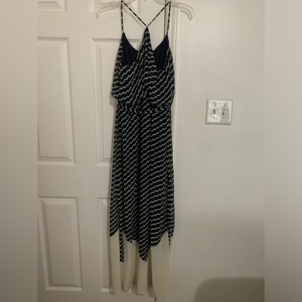 Navy and white Racer Back Maxi Dress - Picture 2 of 3